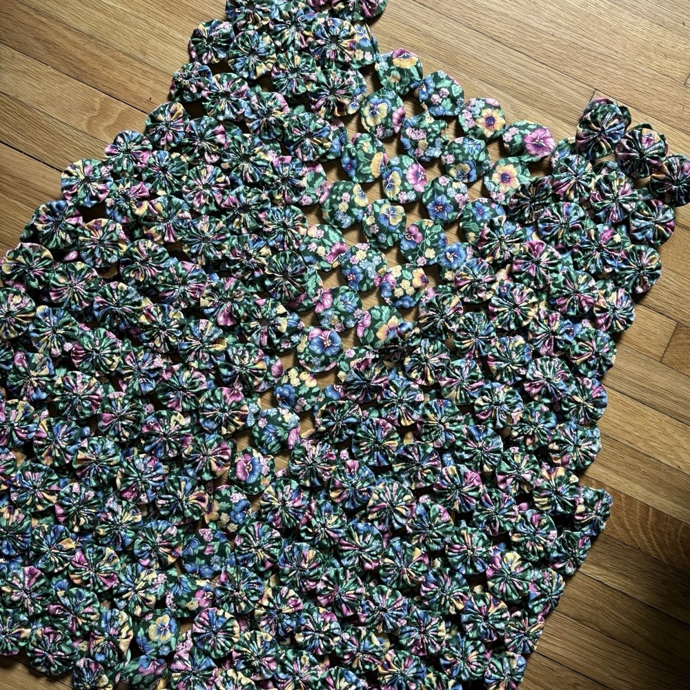 VTG Homemade Rosettes Vest Multicolor Floral Women's OS Unique Artsy Art To Wear - Picture 4 of 8